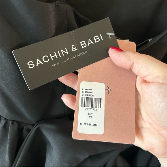 NWT Anthropologie Sachin & Babi Hadley V-Neck Back-Bow Empire Gown Black - Picture 6 of 6